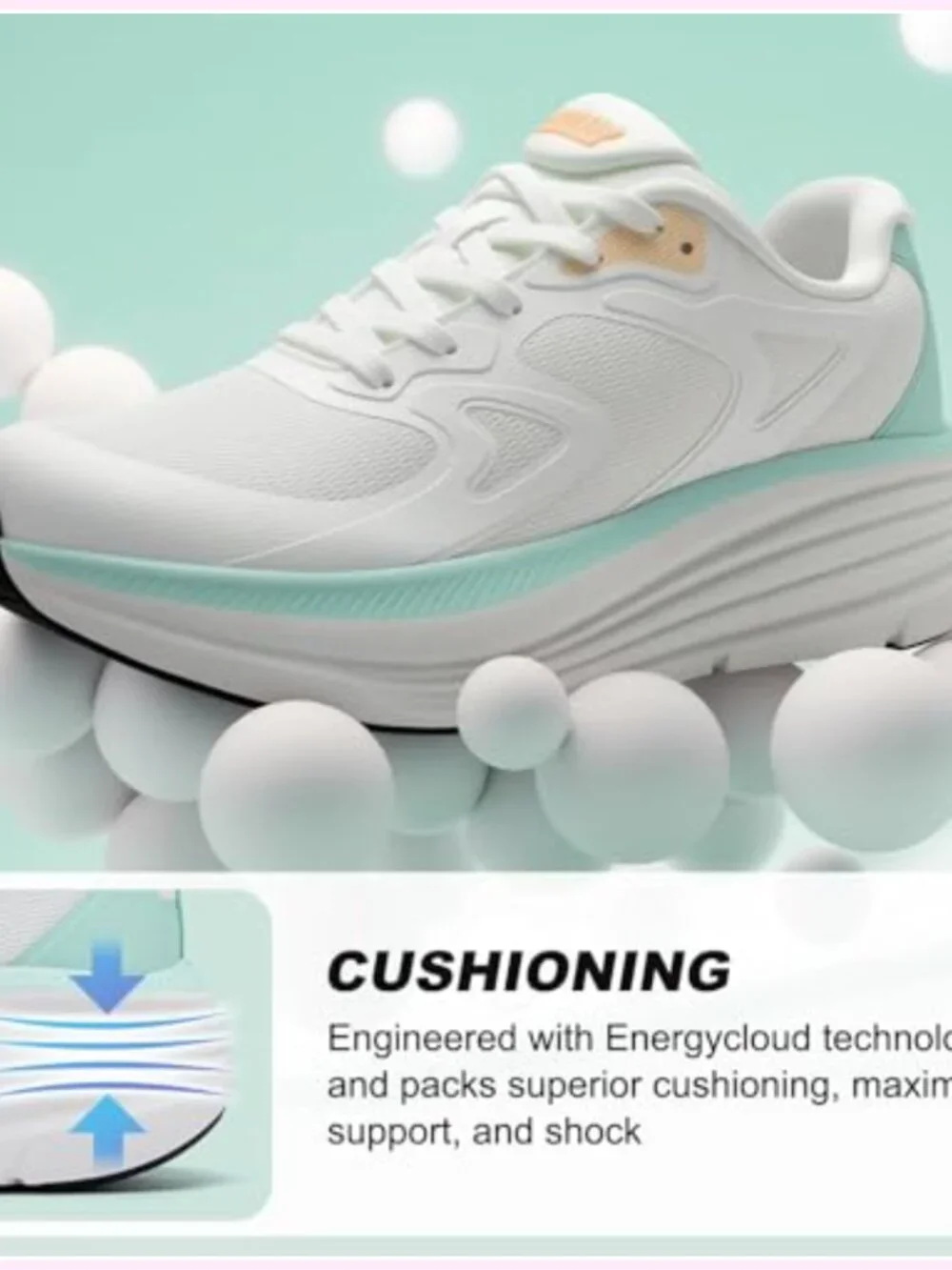 Anti-Fatigue Max Cushion Walking Shoes for Work - Wide Fit
